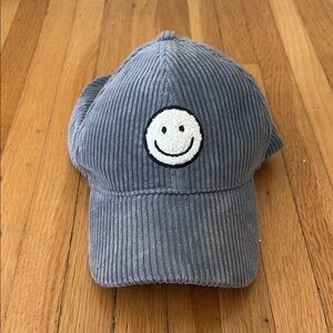 Gray Corduroy Smiley Face Cap